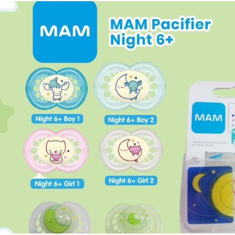 Mam orthodontic pacifier Night/Air 0-6m &amp; 6m+ baby sooter