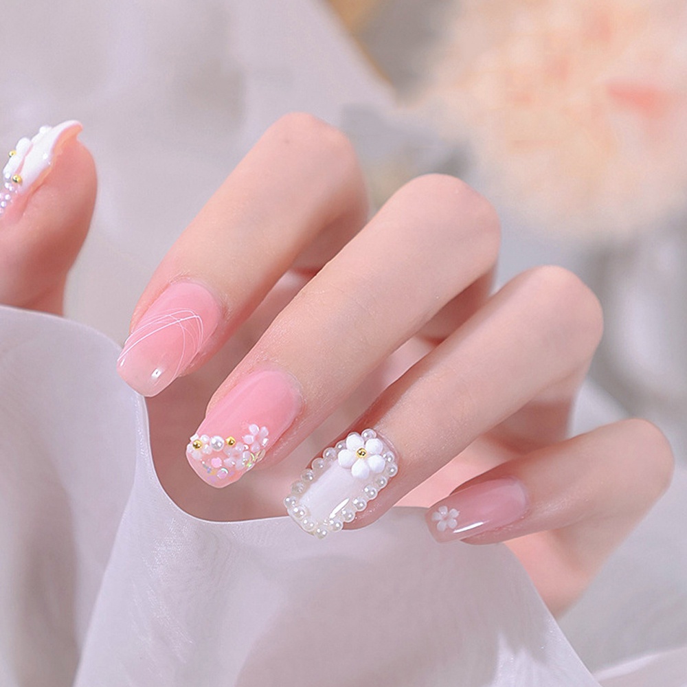 Mxbeauty Stiker Kuku 3d Gaya Jepang Motif Bunga Aksen Berlian Imitasi Untuk Aksesoris Nail Art / Manicure Diy