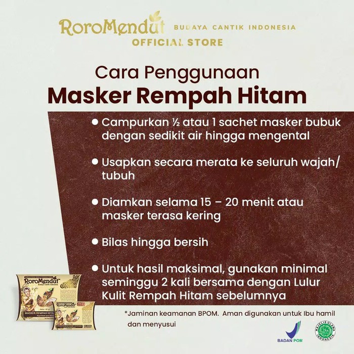 MASKER REMPAH HITAM RORO MENDUT Whitening Pemutih Wajah