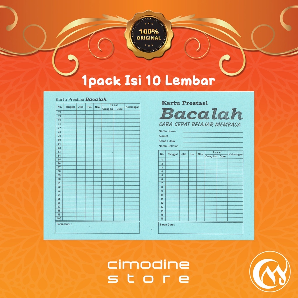 

Kartu Prestasi Bacalah | 1Pack Isi 10 Lembar | Kertas BC