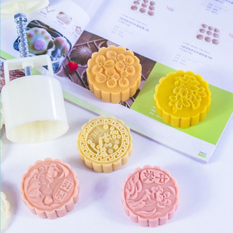 Cetakan Pemotong Adonan Kue Desain Moon Cake  75g Dengan 5 