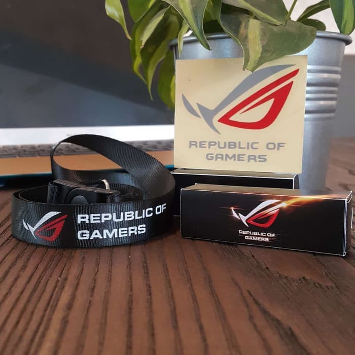

tali gantungan id card lanyard nametag kantor kuliah MOBA ASUS ROG import free sticker dan ongkir