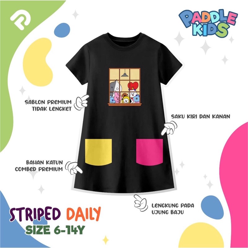 (Bisa COD) 6-14T Daily Dress Paddle Kids Junior