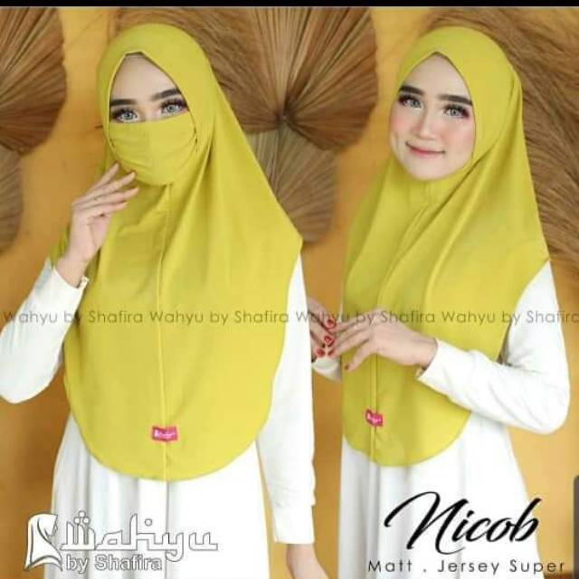 Hijab Masker Nicob/ Bergo instan/ Kerudung Masker