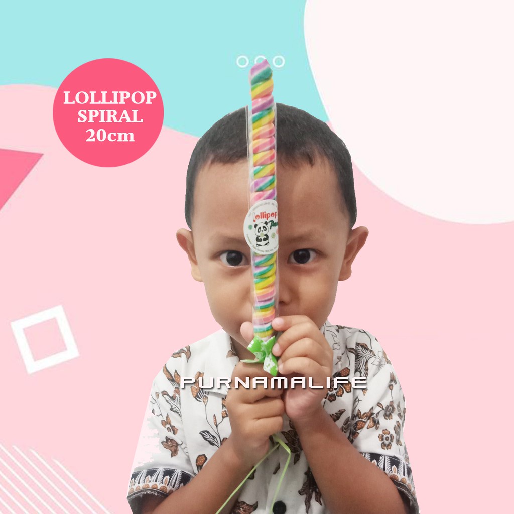 

Purnamalife | Permen lolipop SPIRAL panjang 20cm Spiral/Lollipop ulir manis karakter murah grosir