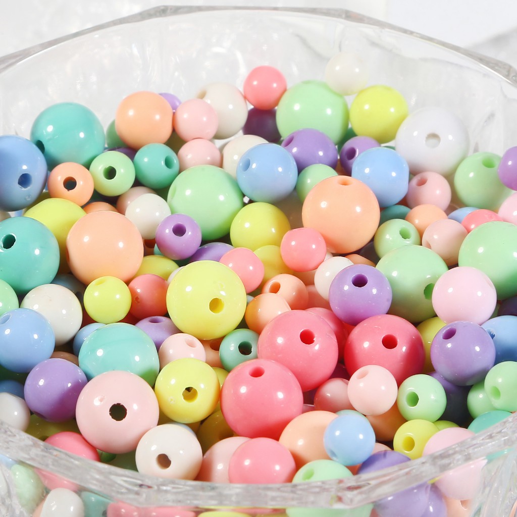 4 MM-12 MM Candy Color Acrylic Round Ball Spacer Beads For Jewelry Making DIY Jewelry Accessories For Handicrafts