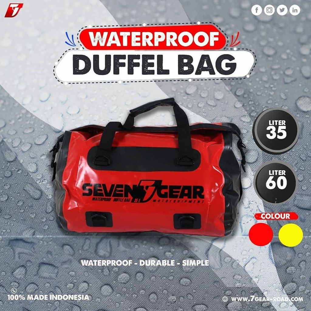 Duffle Bag 7Gear Waterproof 60 L |  Tas Motor Belakang | Tas Jok Motor Drybag