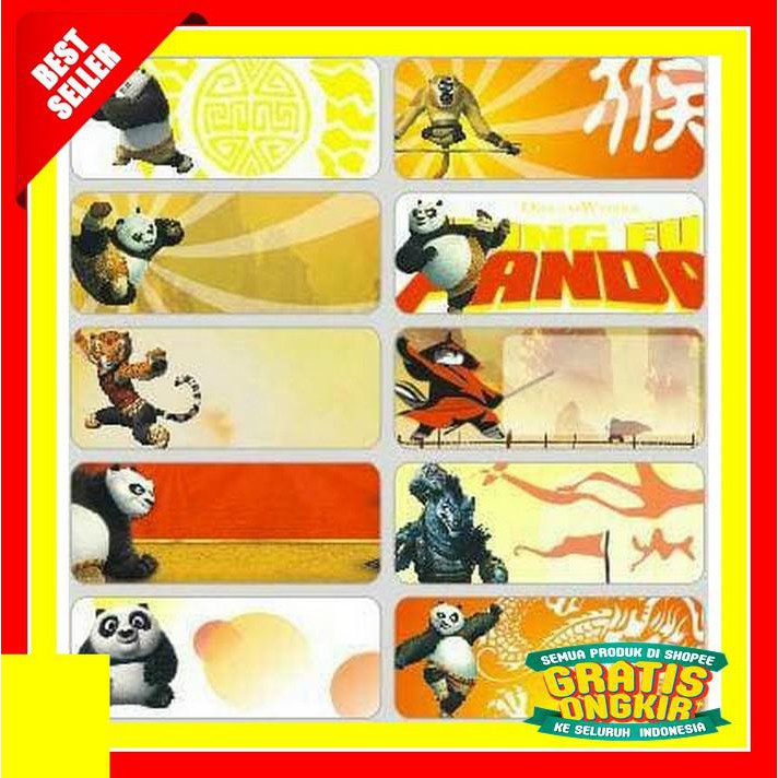 

STICKER / LABEL NAMA WATERPROOF KUNG FU PANDA / KUNGFU PANDA TERMURAH!!!