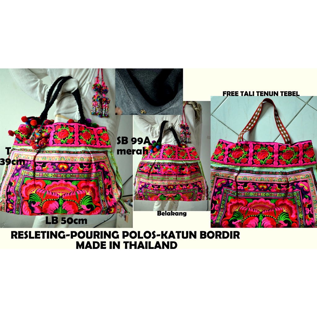 tas bordiran import/tas thailand/tas slempang/tas etnik/clutch/tas pingang/dompet/tote bag/top handl