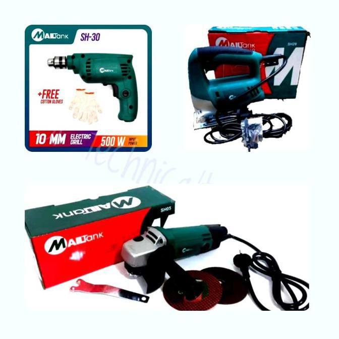 ✅Terlaris PAKET POWER TOOL MAILTANK BOR 10MM GERINDA 4" JIG SAW GERGAJI KAYU