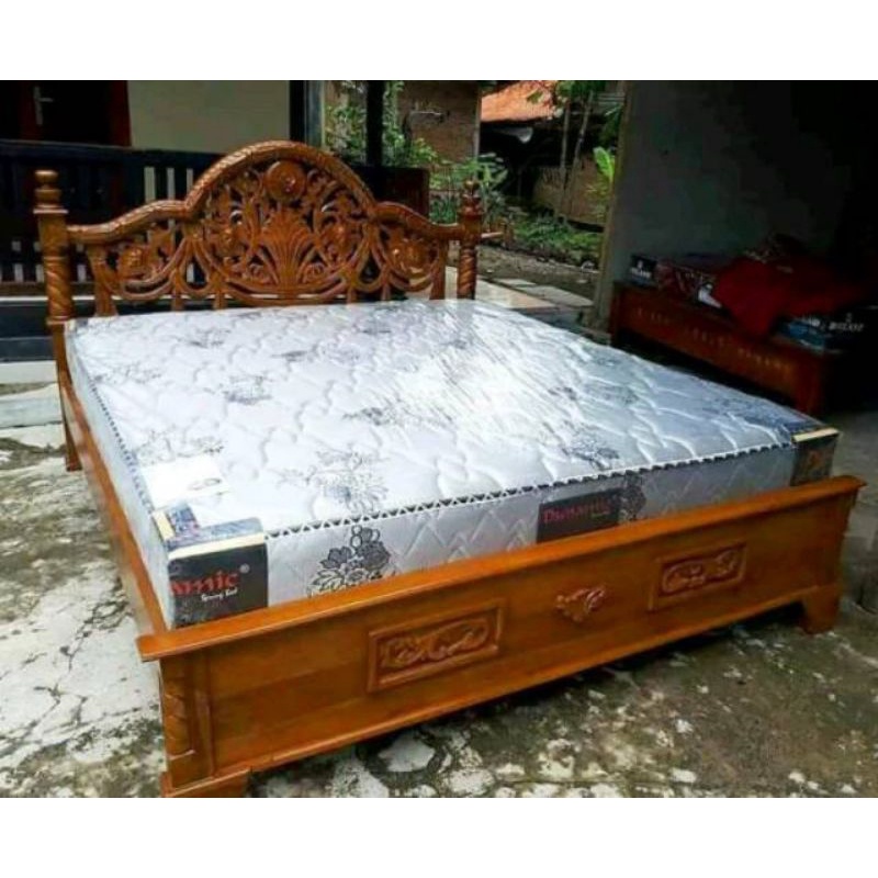dipan divan tempat tidur ukir tiara kayu jati