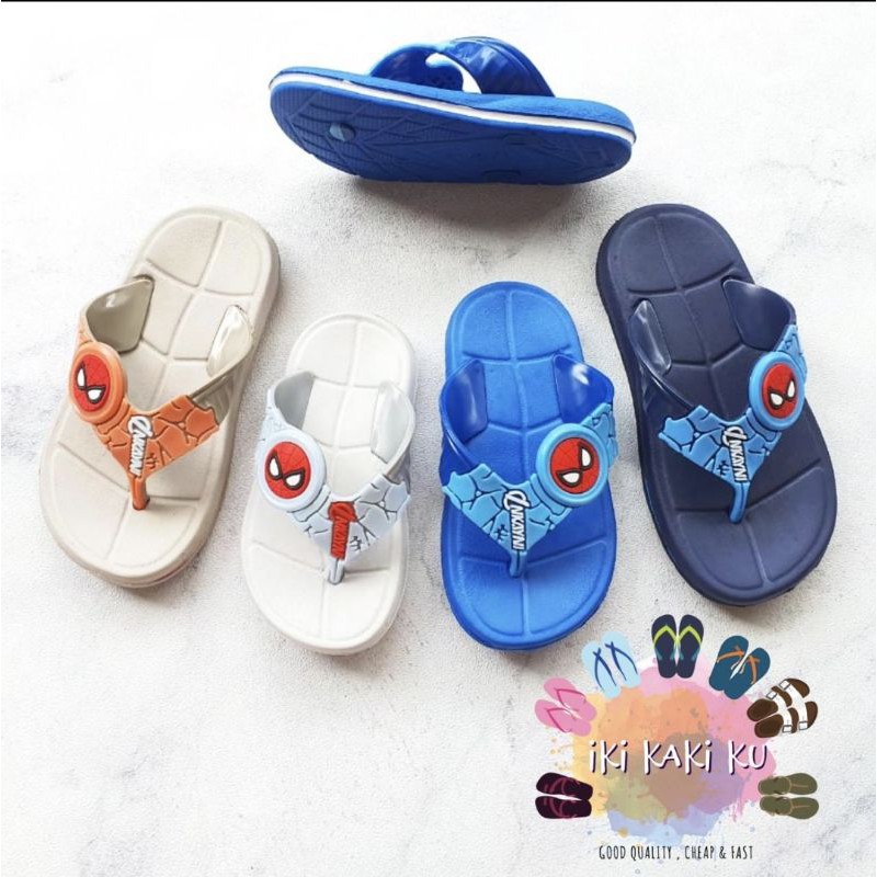 SANDAL JEPIT ANAK LAKI SPIDERMAN CAPTAIN AMERICA MARVEL KARET UNTUK USIA 4-9 TAHUN INKAYNI 1009 2009