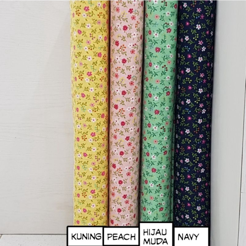 Kain Katun Motif Bunga Daisy Kecil (lebar 115cm)Harga per 0,5m