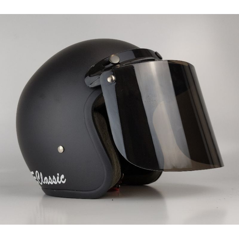 Helm Bogo Wanita Cewek Cowok Classic strip Hitam Doff