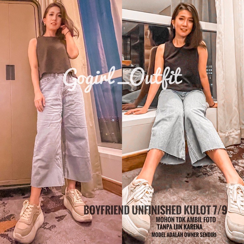 Celana Kulot Jeans 7/9 l Boyfriend Unfinished Kulot Jeans 7/9 l Boyfriend Wide Jeans