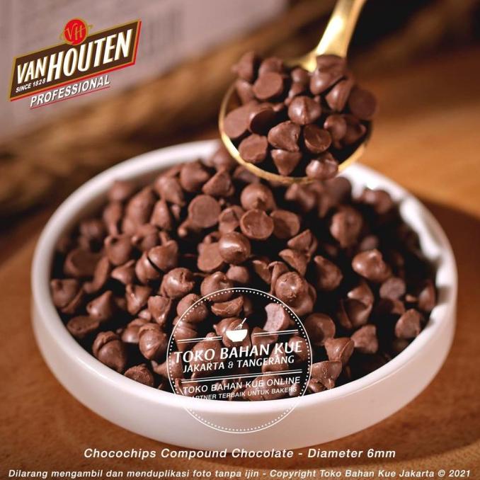 

Van Houten-Chocochips Semi Sweet 1kg COMPOUND Coklat Chip Cokelat
