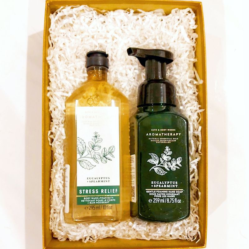 BBW AROMATHERAPHY STRESS RELIEF EUCALYPTUS + SPEARMINT GIFT SET PAKET BATH &amp; BODY WORKS