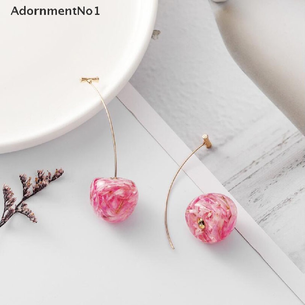 (AdornmentNo1) Anting Tusuk Gantung Bahan Resin Desain Bunga / Buah Ceri Kering Untuk Wanita