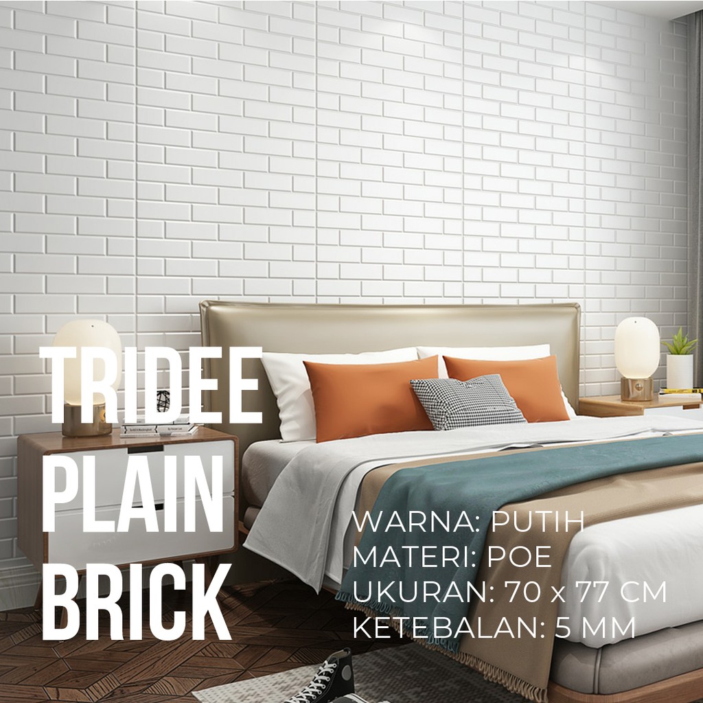 Wallpaper Dinding Sticker Foam 3D Bata Putih TRIDEE PLAIN BRICK 77x70cm full size