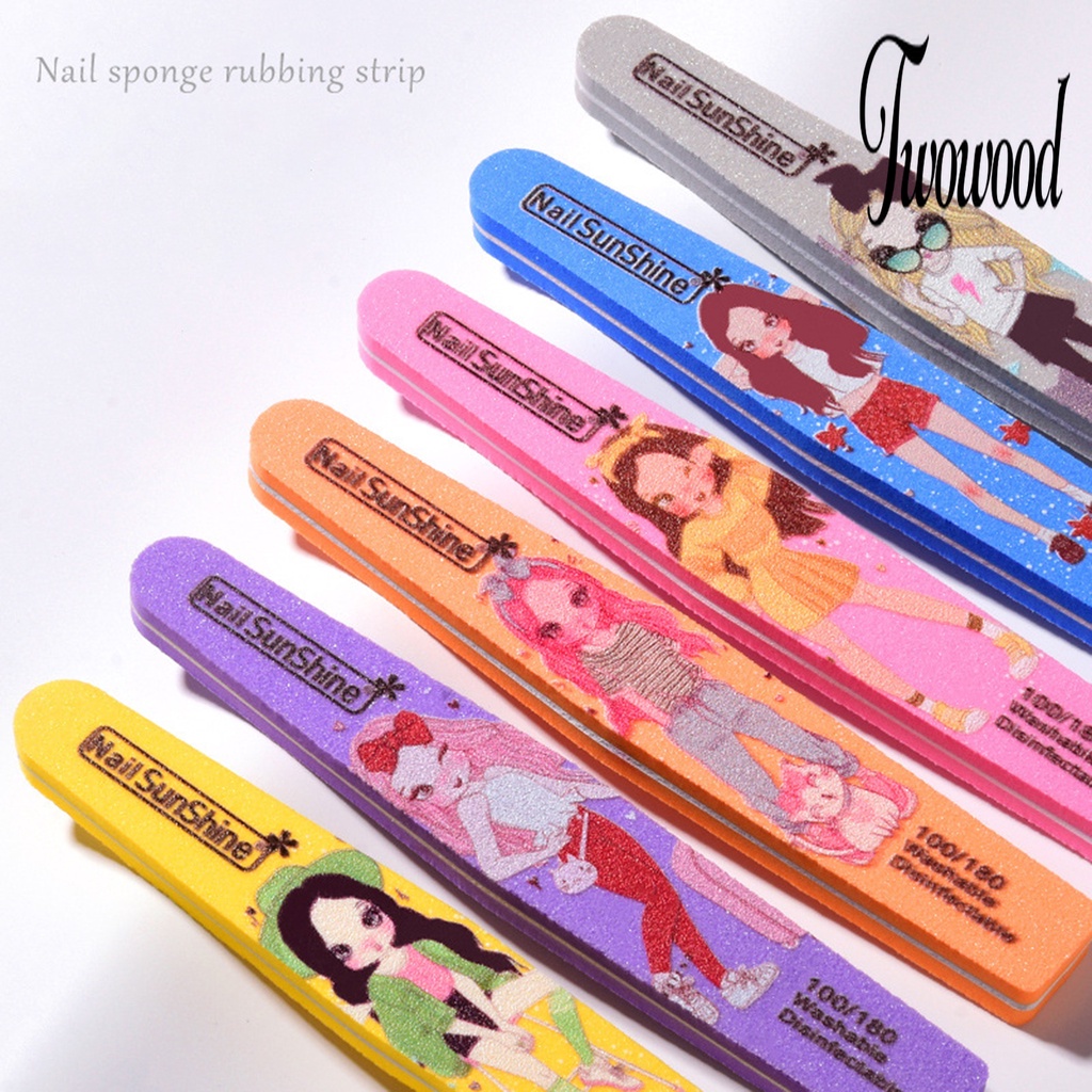 5 Pcs / Set File Kuku Panjang Bentuk Garis Motif Kartun Bunga Untuk Wanita