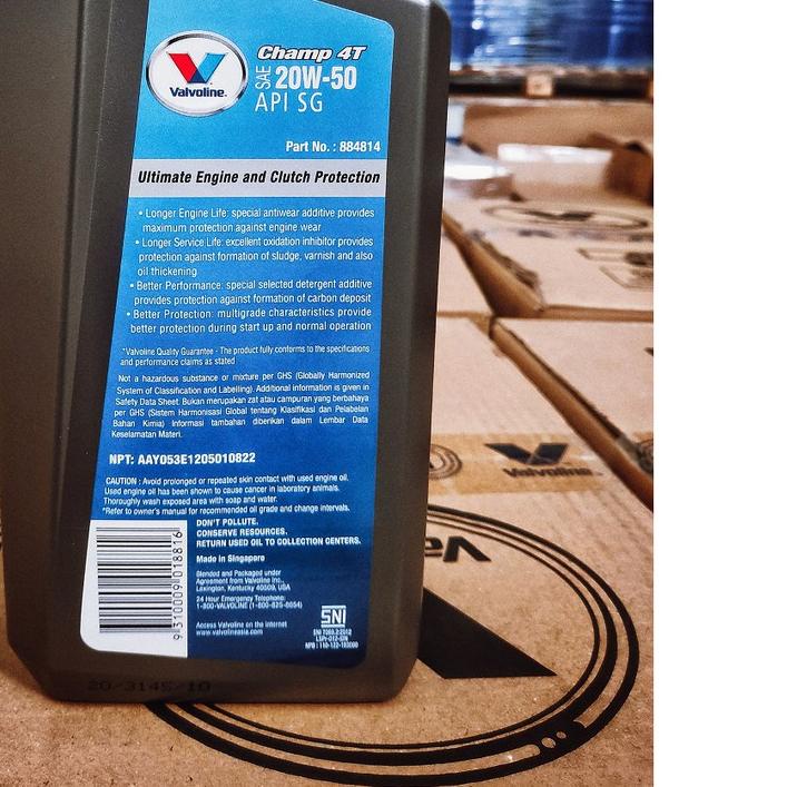☜ Valvoline Oli Motor Champ 4T 20W-50 @1 Liter ✦