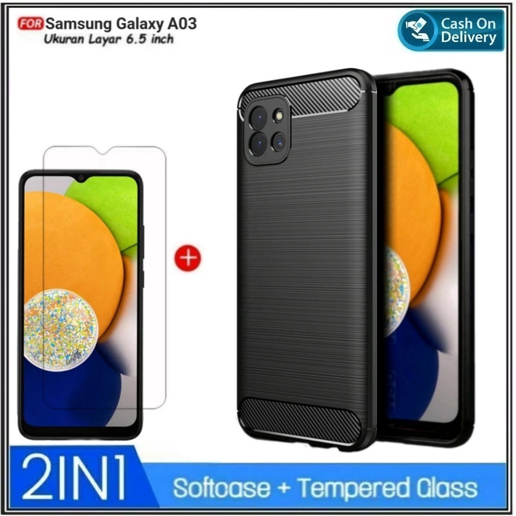 Mondi Store Case Samsung A03 , A03 CORE Soft Case Casing Free Tempered Glass Clear