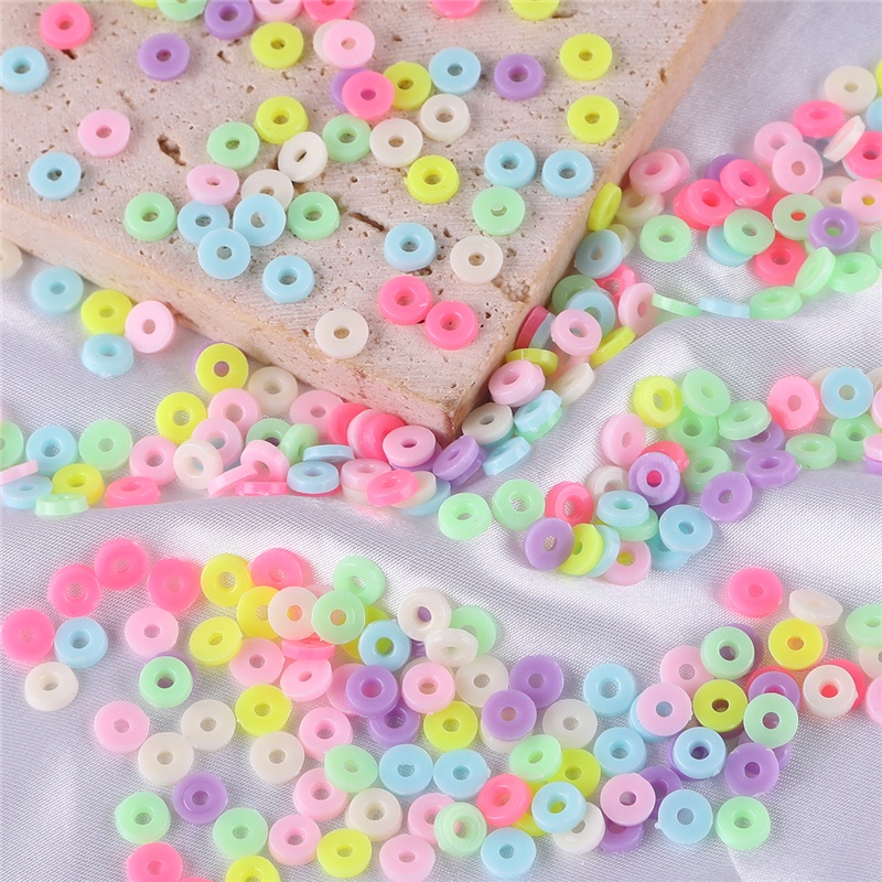 30G/Tas 800 Pcs 6Mm Datar Bulat Polimer Resin Tanah Liat Manik-manik Chip Disk Spacer Longgar Buatan Tangan Manik-manik untuk DIY Membuat Perhiasan Gelang