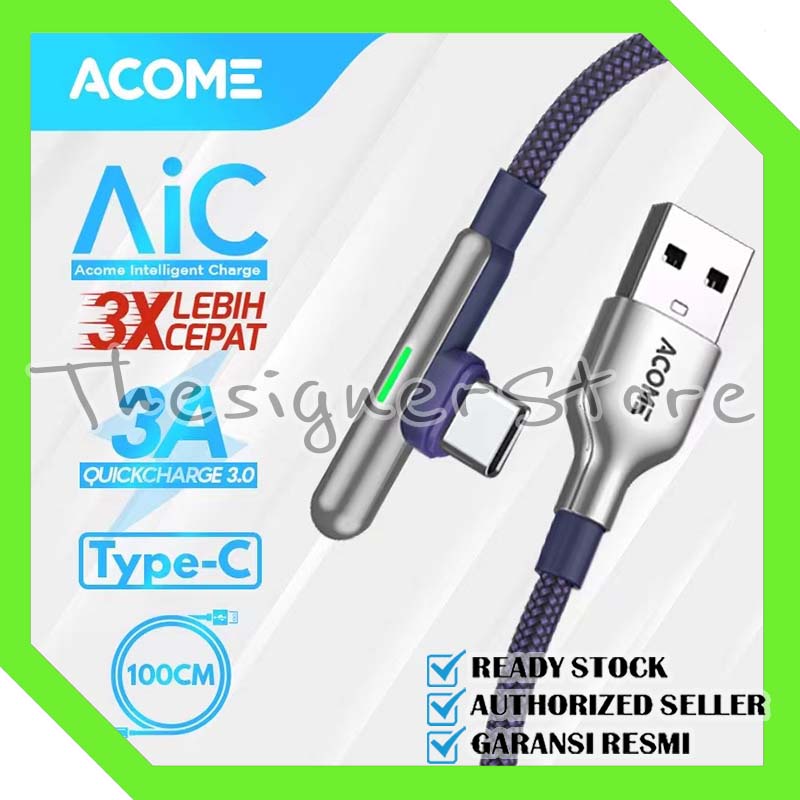 ACOME Gaming Cable Data TYPE-C Fast Charging Kabel Data QC3.0 3 A Garansi 1 Thn AWC