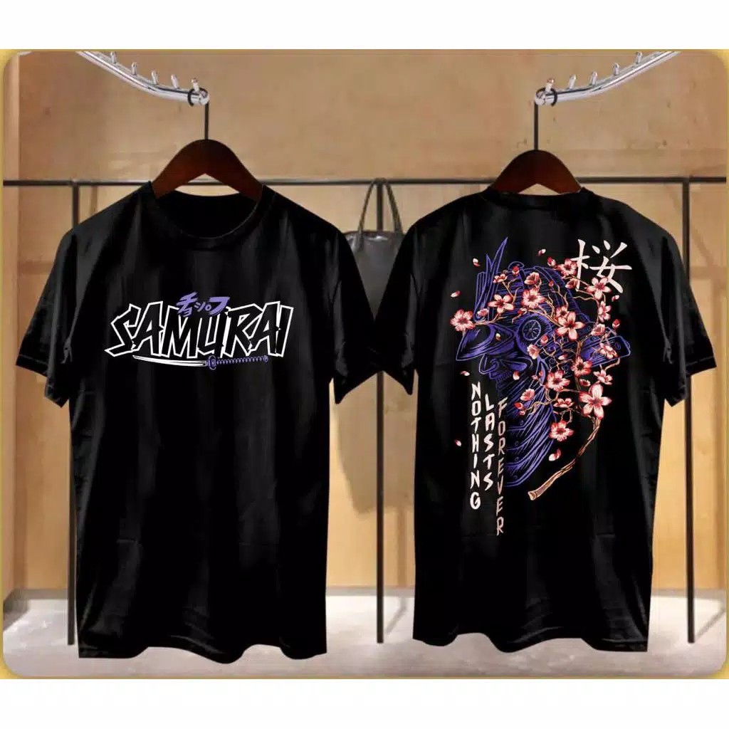 (BISA COD) KAOS SAMURAI BAJU DISTRO PRIA HITAM SAMURAI JAPAN