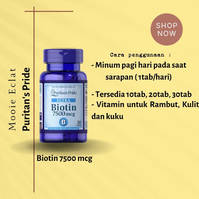 Puritan's Pride BIOTIN 7500MCG, VITAMIN PENUMBUH RAMBUT DAN RONTOK