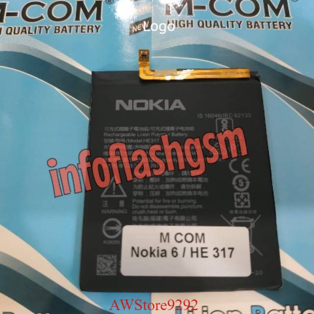 Mcom Battery Batre Baterai Mcom Nokia 6 HE317 TA-1000 TA-1003