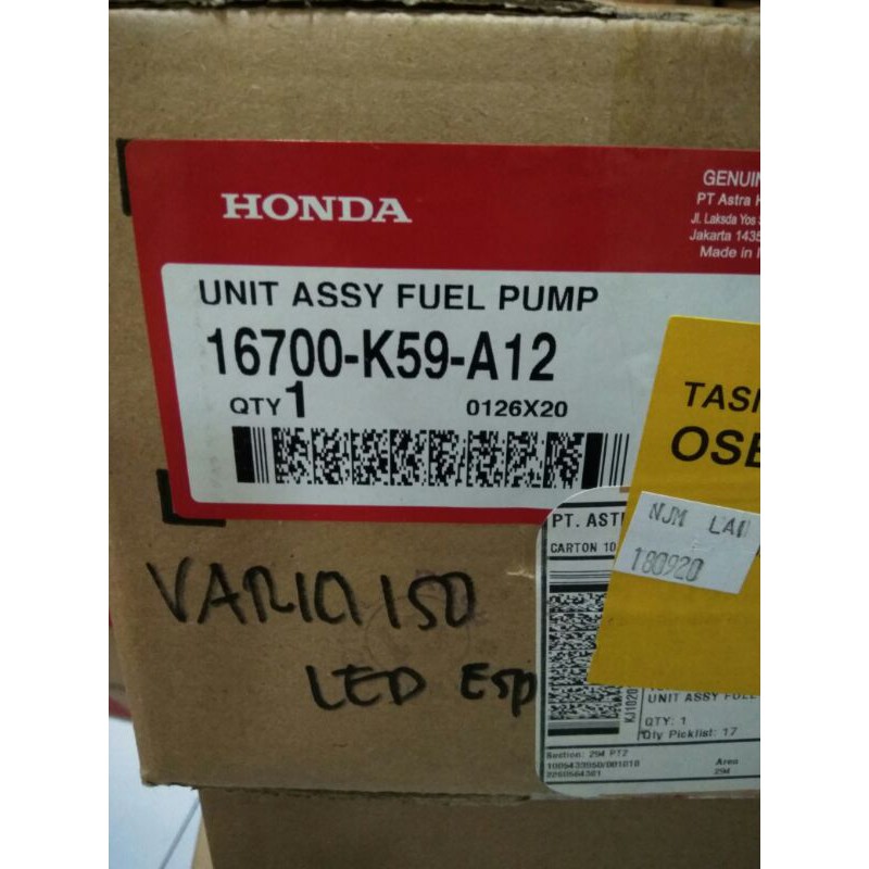 FUEL PUMP 16700 K59 A12 AHM