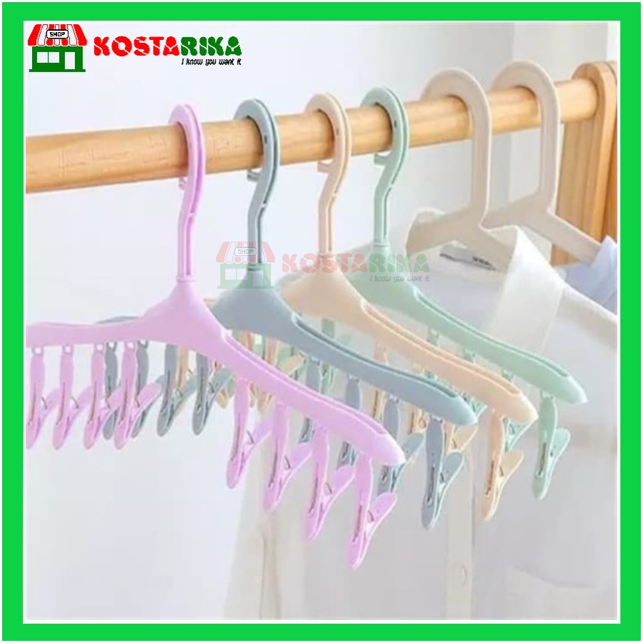 Gantungan Baju Jepit Jepitan 8 in 1 Hanger Jemuran Pakaian Kaos Kaki Dan Celana  Pakaian dalam