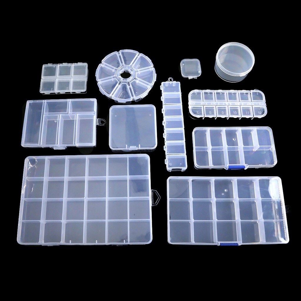 Adjustable Transparent Plastic Storage Box for Small Component Jewelry Tool Box Bead Pills Organizer Nail Art Tip Case