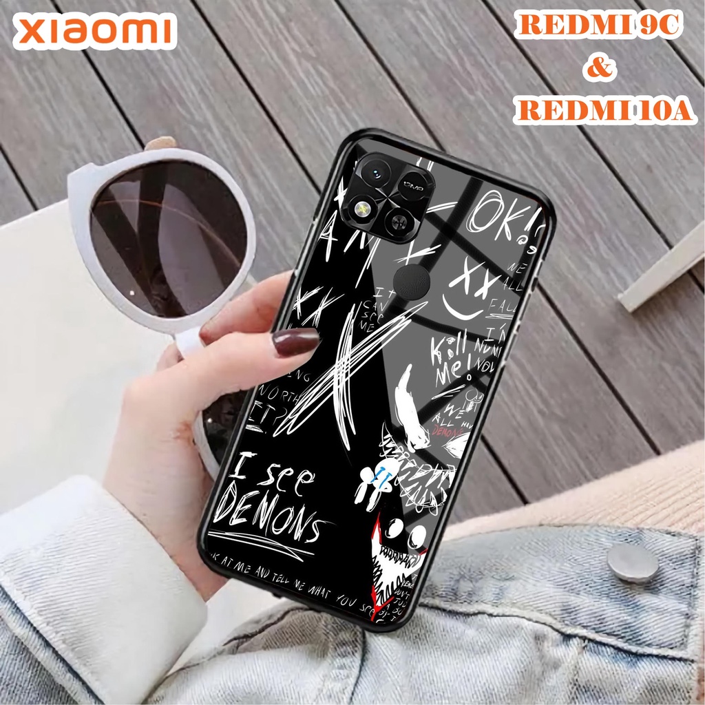 Softcase Glass Kaca REDMI 10A & REDMI 9C - Case Handphone REDMI 10A & REDMI 9C [T69].