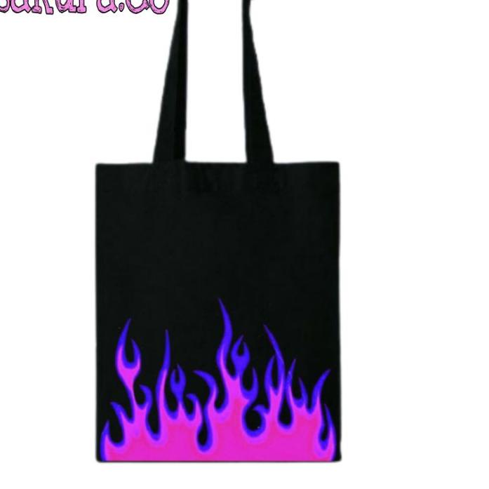 ⚡iap KirimBEST SELLER  Totebag BLACK ON FIRE Motif Api terbakar  Api Violet  Api Ungu  Api Putih Api