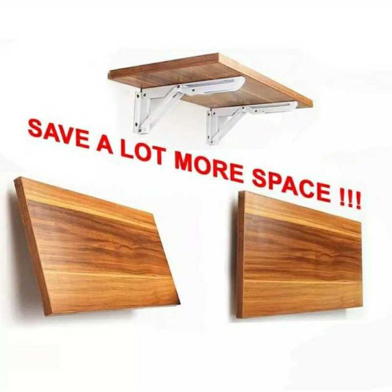 Meja Dinding Lipat Tempel Tembok Rak Papan Cokelat Ambalan Gantung Floating Desk Shelf Shelved Brack