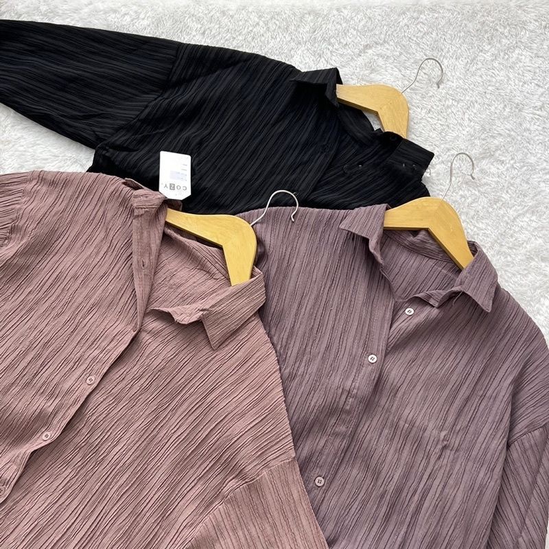 Premium Kemeja Wanita Oversize - Basic Shirt Kemeja Polos Ha-ri Shirt.