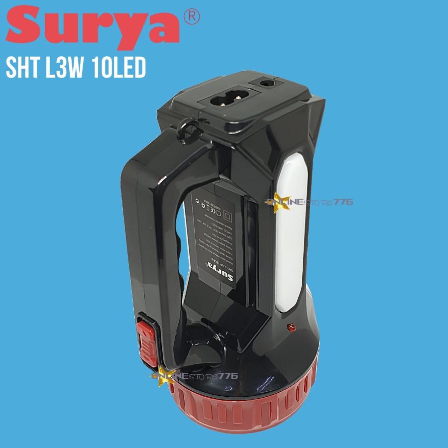 LAMPU SENTER LED EMERGENCY SURYA SHT L3W 10LED / EMERGENCY LAMP LED / RECHARGEABLE / TAHAN 7 JAM CAHAYA PUTIH