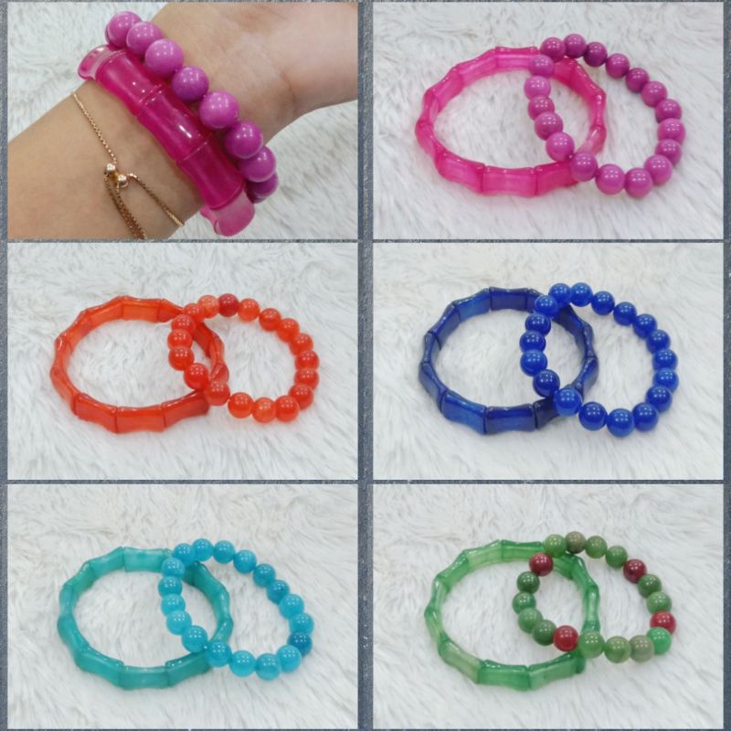 Gelang Batu Agate & Batu Alam Polos 10mm