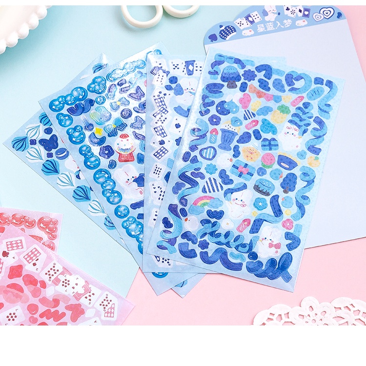 4 Lembar Stiker Pita Glitter Kawaii Untuk Dekorasi Scrapbook / Album / Kartu DIY