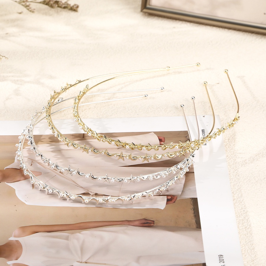 Headband Bahan Metal Aksen Mutiara Dan Berlian Imitasi Gaya Korea Untuk Wanita