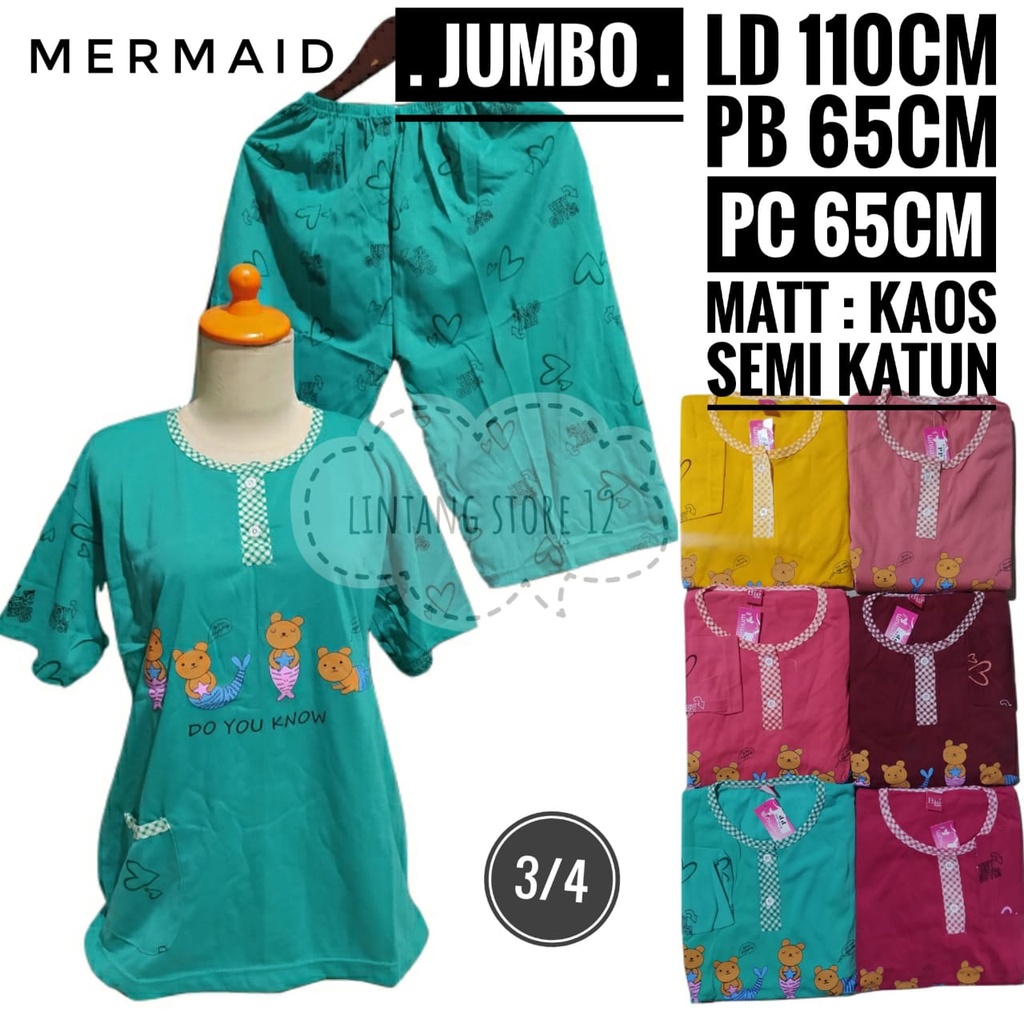 STELAN BAJU TIDUR WANITA DEWASA 3/4 JUMBO