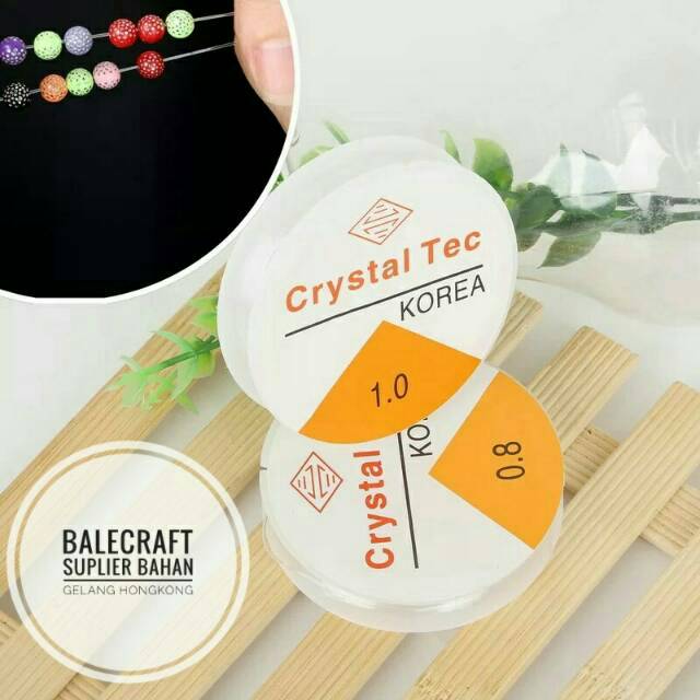 Suplier toko emas 1 rol bahan gelang hongkong benang senar tali melar elastic crystal tec for beads