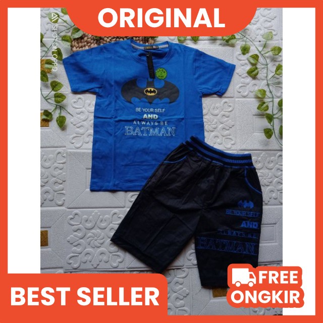 SETELAN ANAK COWOK GUGO USIA 3-16 TAHUN SIZE 4-26 SABLON HOLOGRAM / SETELAN GUGO KIDS CELANA KATUN EMBOSS SABLON REFLEKTIF MOBIL MONSTER