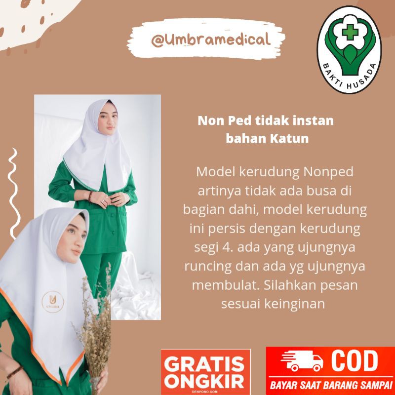 Kerudung jilbab hijab perawat bidan dinas instant ped nonped wolfis katun mahasiswa kesehatan premiu-5