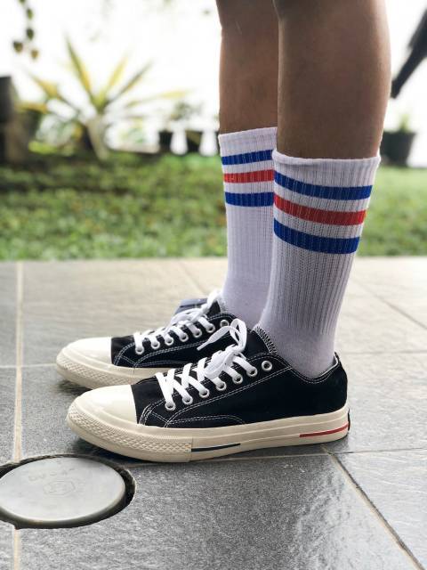 Sepatu Sekolah Converse All Star Classic, Converse 70s Low Black-White Sepatu All Star Chuck Taylor