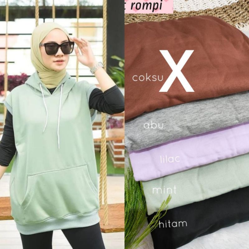 Jaket rompi / rompi hoodie / sweet hoodie / rompi wanita