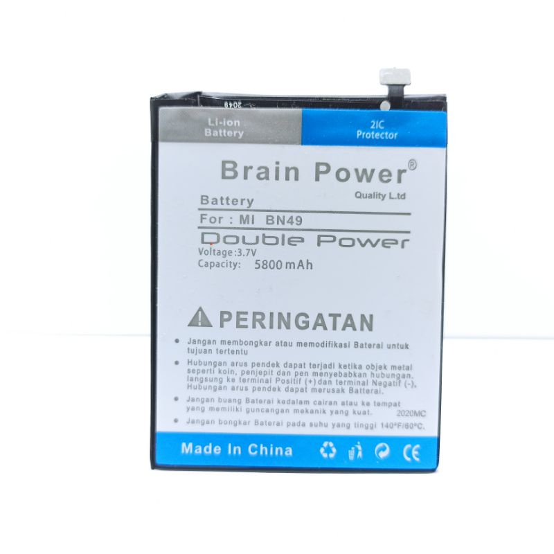 BATERAI BATRE XIAOMI REDMI 7A BN49 5800 MAH DOUBLE POWER MERK BRAIN POWER