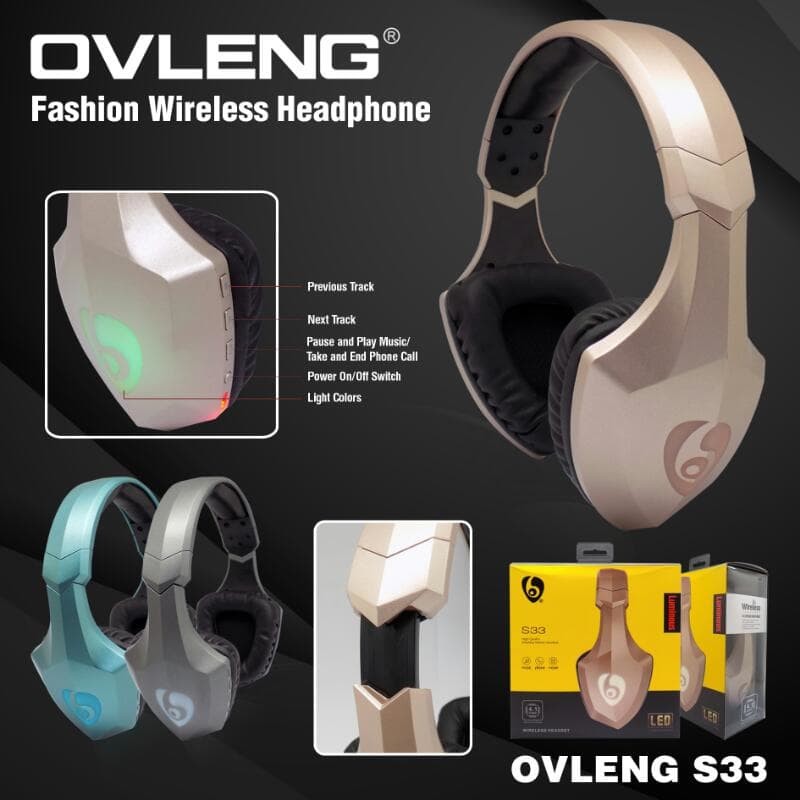 Headset gaming ovleng bluetooth wireless stereo led with Tf card-microphone s33 - Headphone s-33